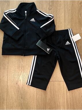 adidas Black Kids Jogger Pants with White Three-Stripes